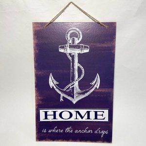 Wall Decor Wooden Sign HOME IS WHERE THE ANCHOR DROPS 13*9"